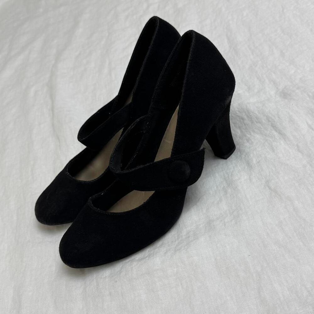 Vintage Y2K Black Faux Leather American Eagle Mary Jane Chunky Heels Size 7.5